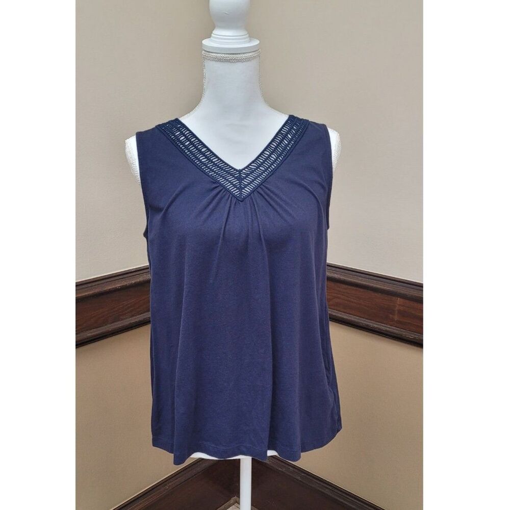 Croft & Barrow Blue Tank Top | Size Medium- flowy, boho, crotchet